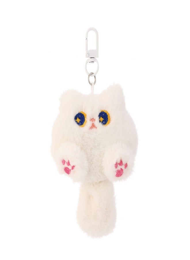 Dhdfisd Cute Cat Plush Keychain Kawaii Cartoon Inspired Cat Bag Charm Car Key Handbag Wallet Charm for Women Christmas Gift(White plush) - Image 1